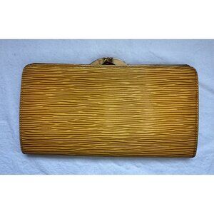 Louis Vuitton Yellow Epi Kisslock Sarah Wallet, Purple Interior &‎ Gold Hardware